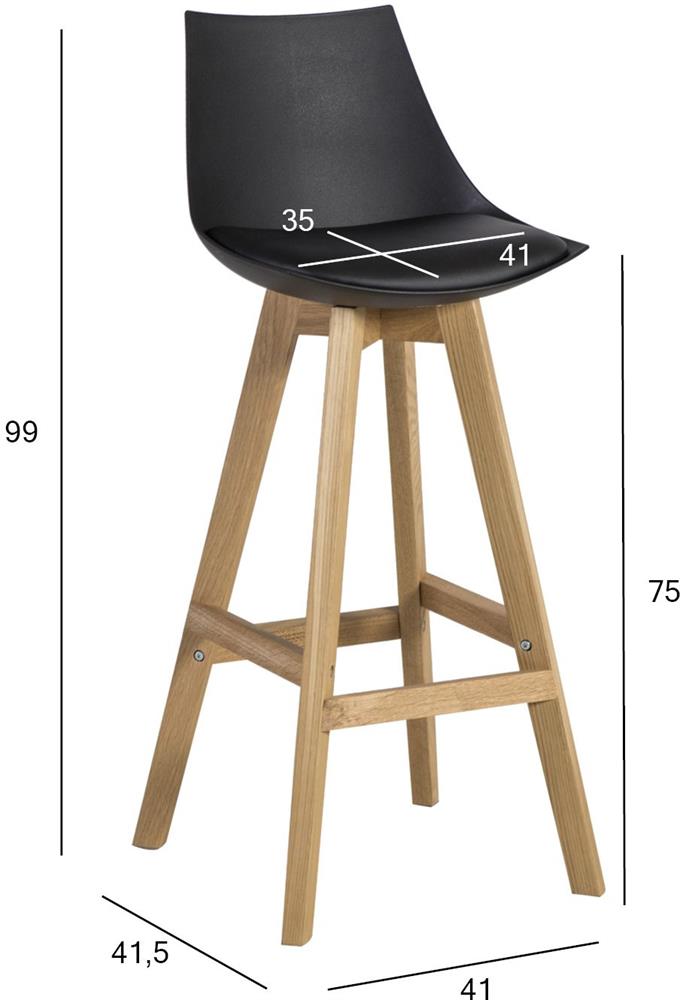 Bar Stool Blaenavon | size: Width: 41cm, Height: 99cm, Depth: 41.5cm | color: Black | image: 2 | variant: 1001353