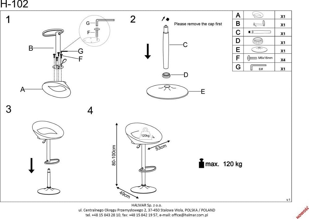 Bar Stool Cesena | size: Width: 53cm, Height: 100cm, Depth: 48cm | color: Black | image: 7 | variant: 1002992