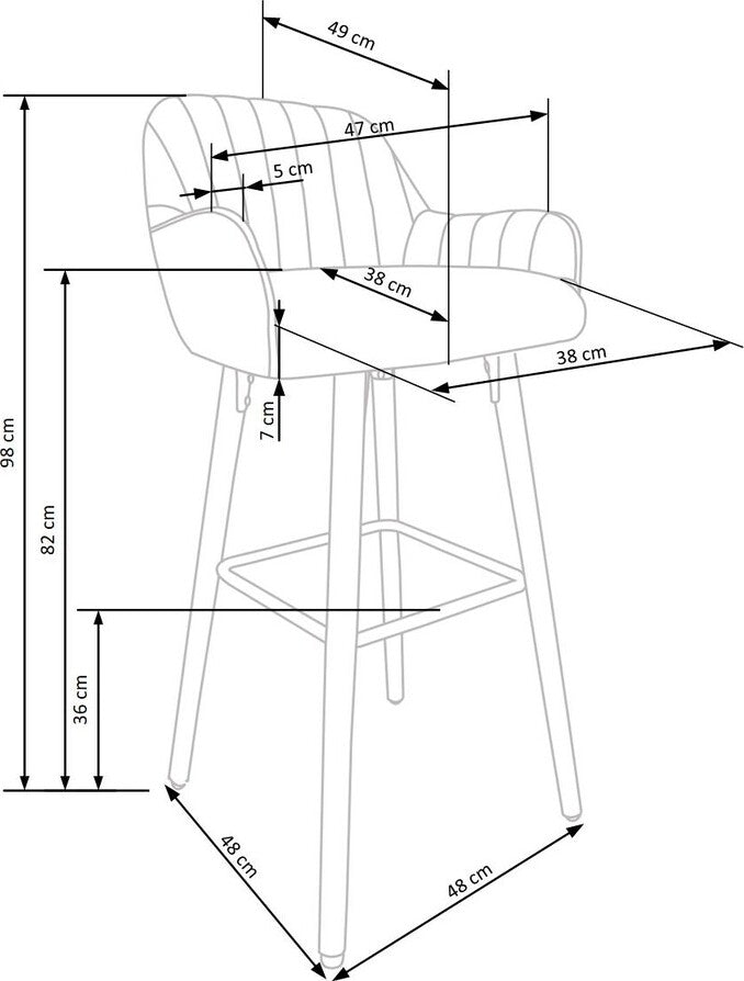 Bar Stool Cosenza | size: Length: 47cm, Width: 47cm, Height: 75-98cm, Depth: 49cm | color: Gray | image: 7 | variant: 1003046