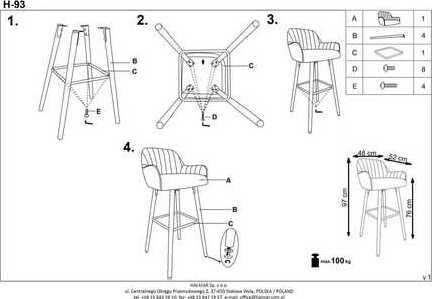 Bar Stool Cosenza | size: Length: 47cm, Width: 47cm, Height: 75-98cm, Depth: 49cm | color: Gray | image: 8 | variant: 1003046