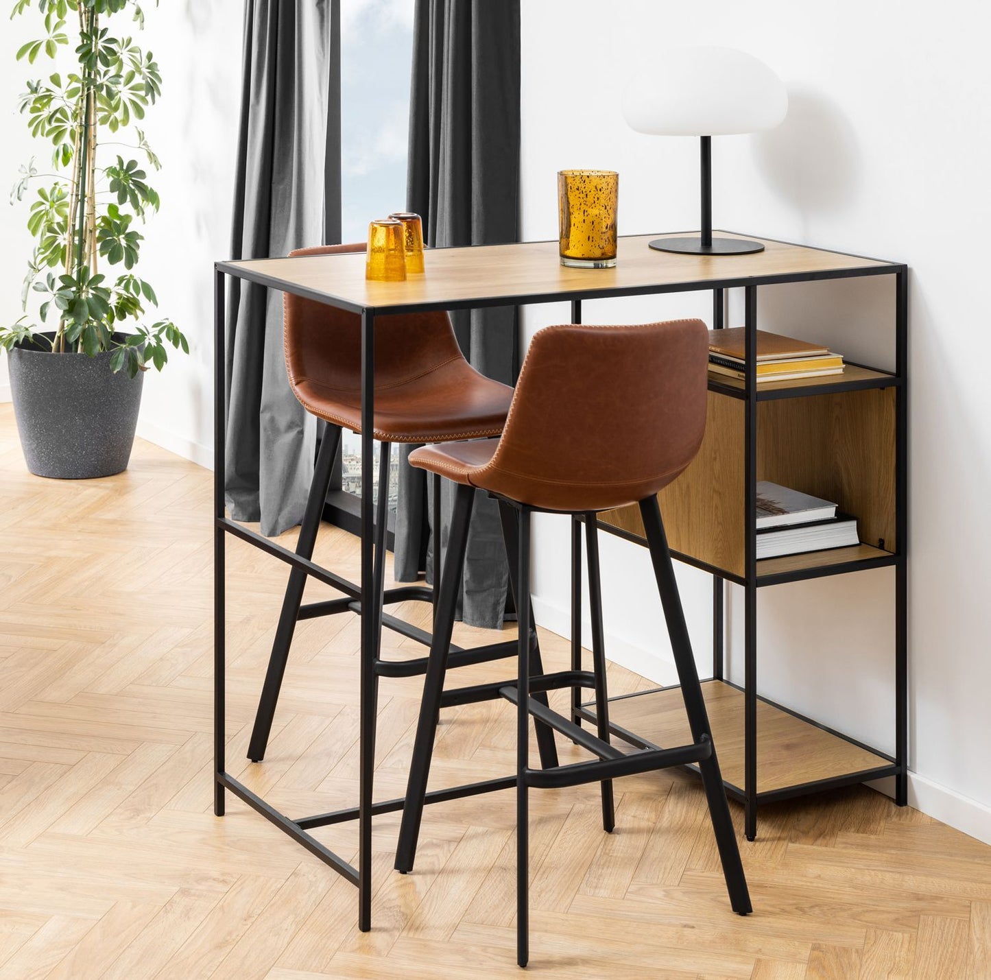 Bar Stool Cwmbran | size: Width: 46.5cm, Height: 103cm, Depth: 50cm | color: Brown | image: 4 | variant: 1001342