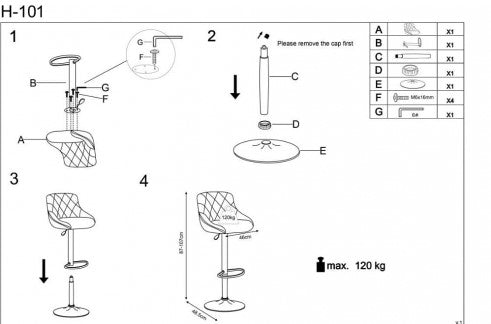 Bar Stool Ferrara | size: Width: 47cm, Height: 106cm, Depth: 45cm | color: Beige | image: 2 | variant: 1002989