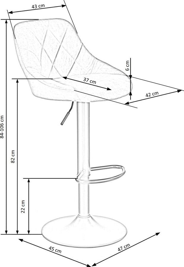 Bar Stool Ferrara | size: Width: 47cm, Height: 106cm, Depth: 45cm | color: Blue | image: 8 | variant: 1002988