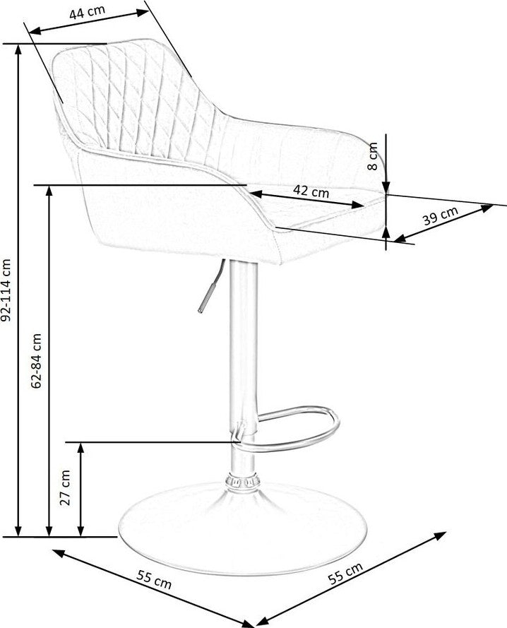 Bar Stool Forli | size: Length: 55cm, Width: 55cm, Height: 114cm, Depth: 55cm | color: Green | image: 7 | variant: 1002996