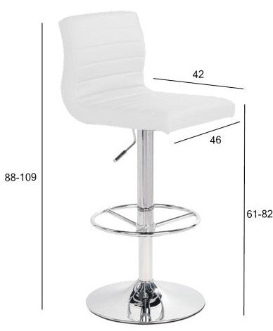 Bar Stool Tunbridge | size: Length: 46cm, Width: 46cm, Height: 88-109cm, Depth: 42cm | color: White | image: 3 | variant: 1001310