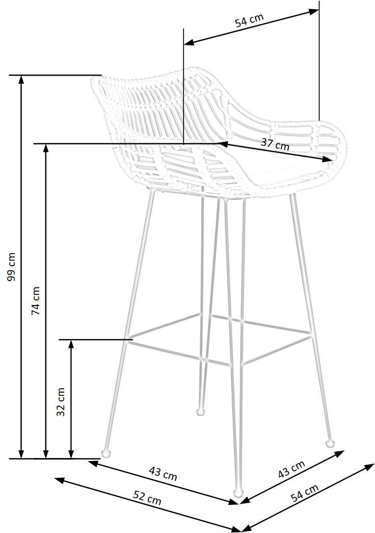 Bar Stool West Siauliai | size: Width: 54cm, Height: 99cm, Depth: 52cm | color: Beige/Black | image: 6 | variant: 1007575