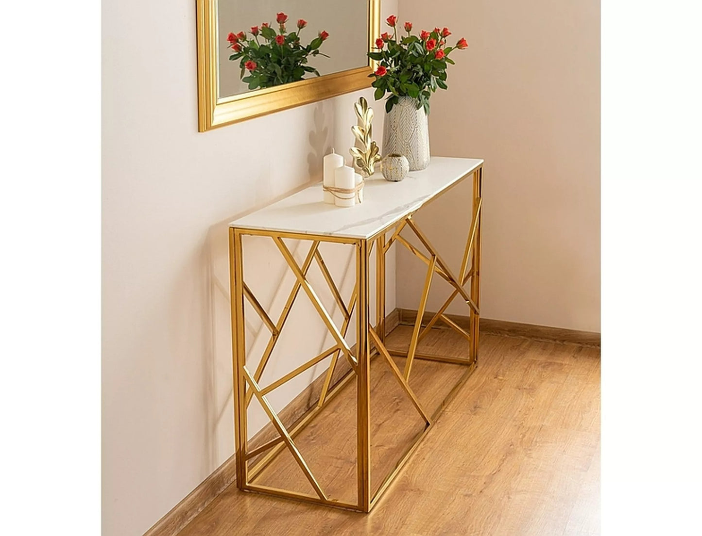 Bar Table Lytham St Annes | size: Length: 40cm, Width: 120cm, Height: 78cm | color: White/Gold | image: 2 | variant: 1004497