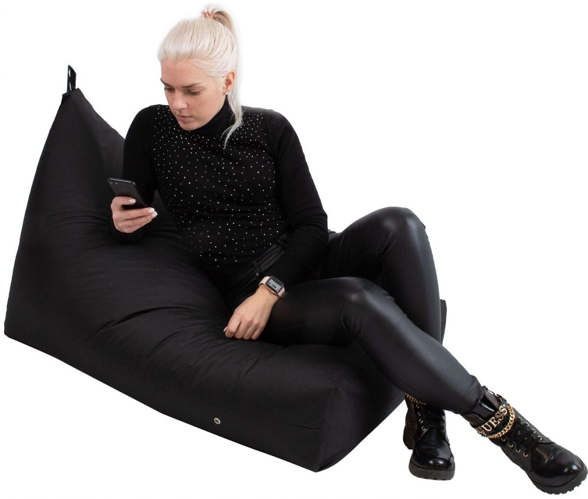 Bean Bag Mountain Ash | size: Width: 130cm, Height: 70cm, Depth: 80cm | color: Black | image: 2 | variant: 1001370