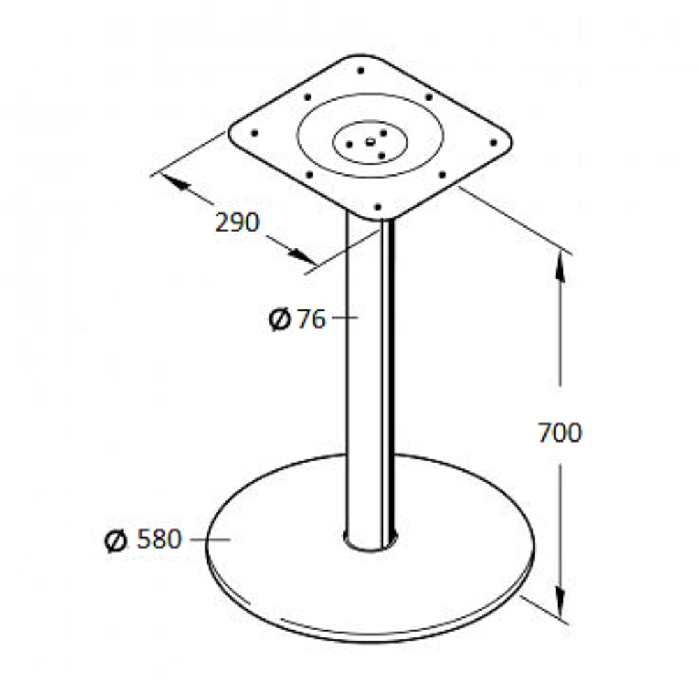 Central Table Leg East Bath | size: Height: 58cm, Diameter: 58cm | color: Chrome | image: 1 | variant: 1004635