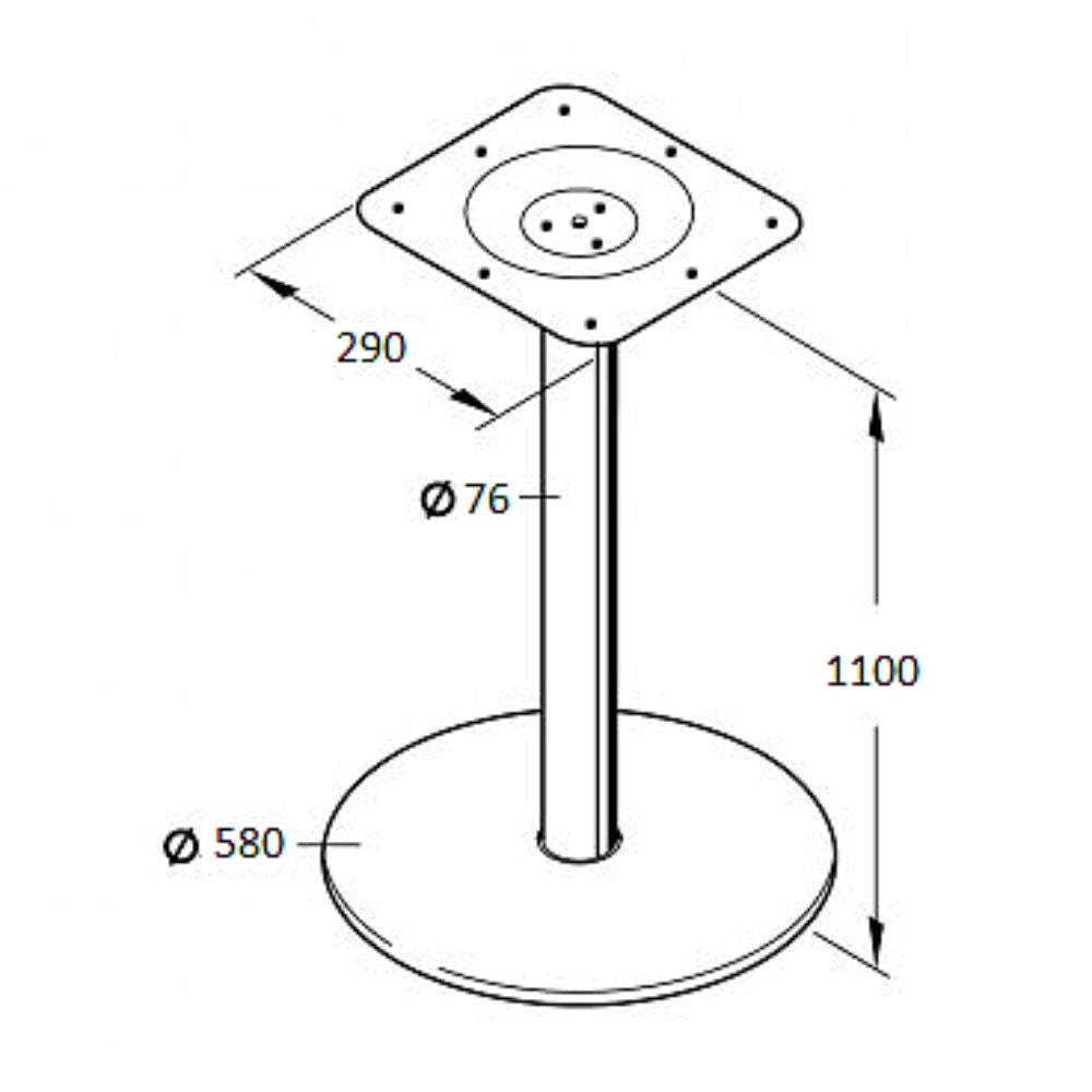 Central Table Leg East Bath | size: Height: 72cm, Diameter: 58cm | color: Chrome | image: 1 | variant: 1004636