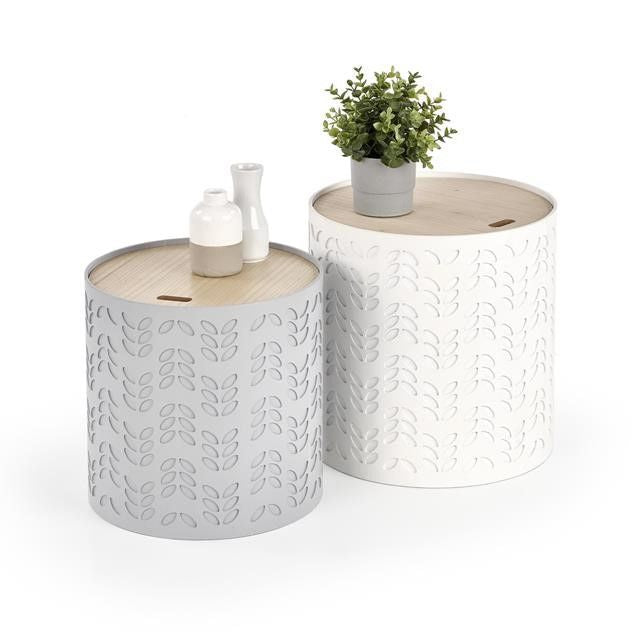 Coffee Table Alba | size: Length: 39cm, Width: 39cm, Height: 40cm, Diameter: 39cm | color: White/Grey | image: 1 | variant: 1011127