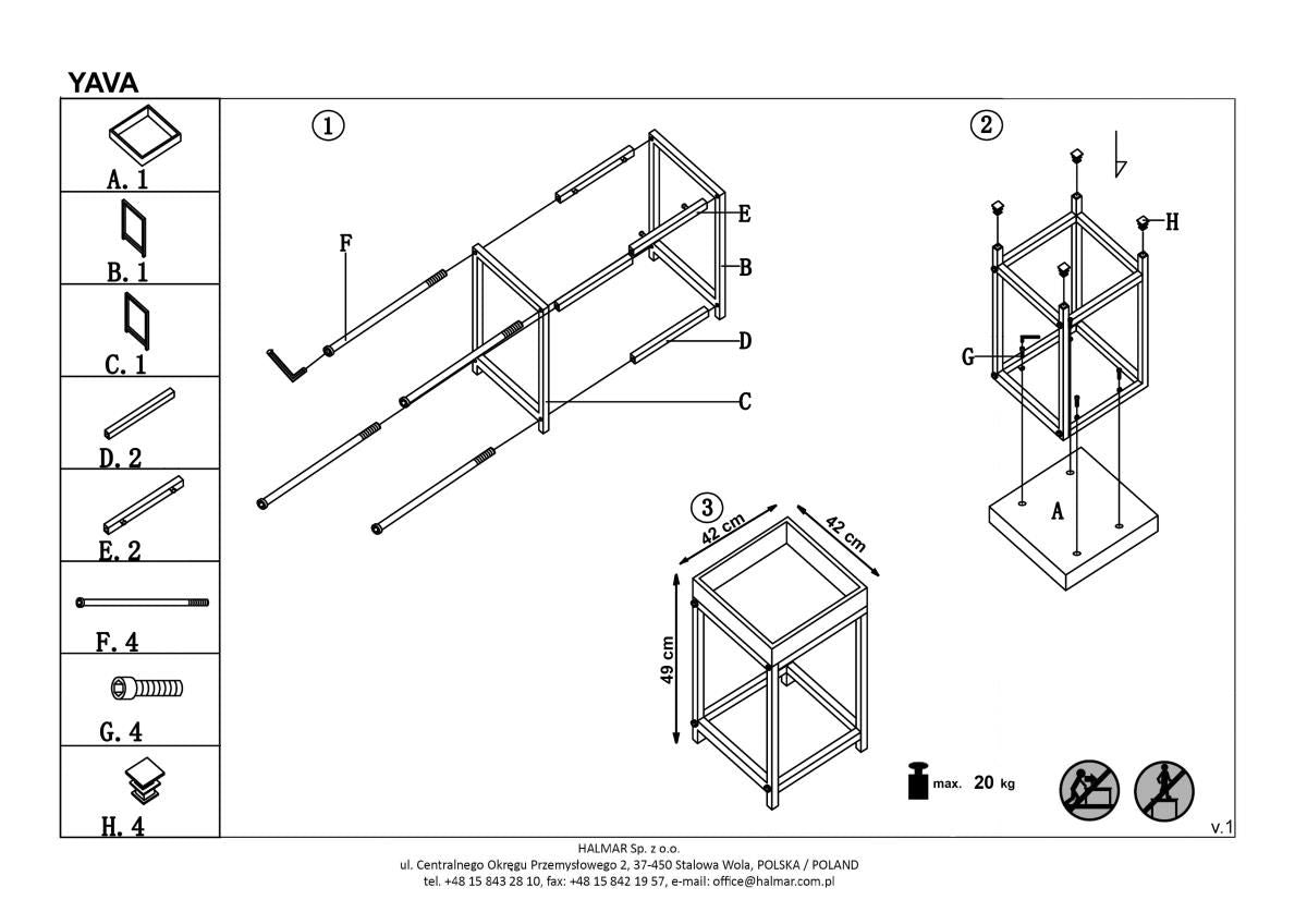 Coffee Table East Denver | size: Length: 42cm, Width: 42cm, Height: 49cm | color: Oak | image: 2 | variant: 1006735