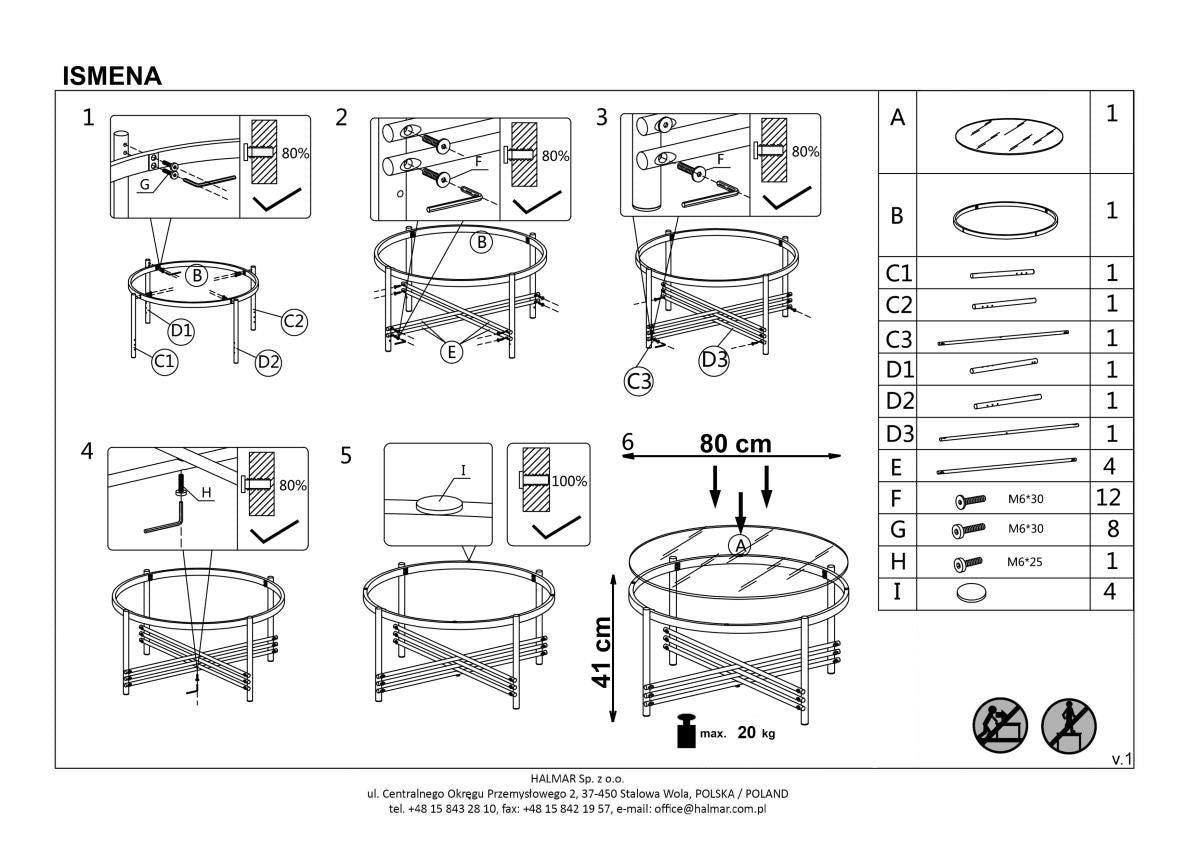 Coffee Table East Edmonton | size: Length: 80cm, Width: 80cm, Height: 41cm, Diameter: 80cm | color: Black | image: 1 | variant: 1006744