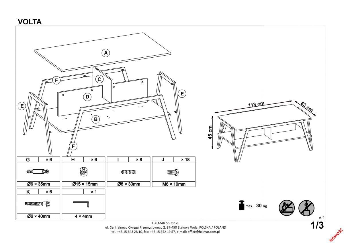Coffee Table East Kingston | size: Length: 63cm, Width: 113cm, Height: 45cm | color: Black/Oak | image: 2 | variant: 1006765