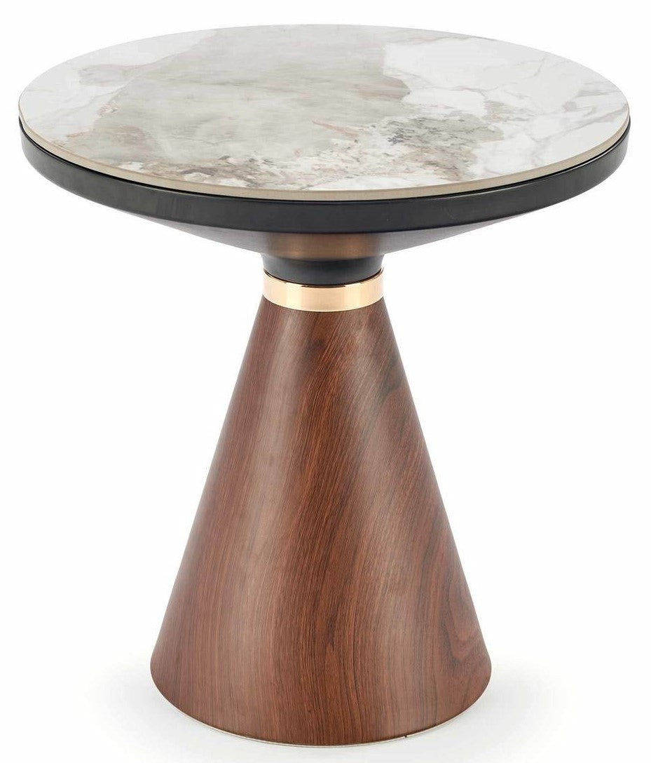 Coffee Table Genesis S | size: Length: 50cm, Width: 50cm, Height: 53cm, Diameter: 50cm | color: White/Brown/Gold | image: 1 | variant: 1012992
