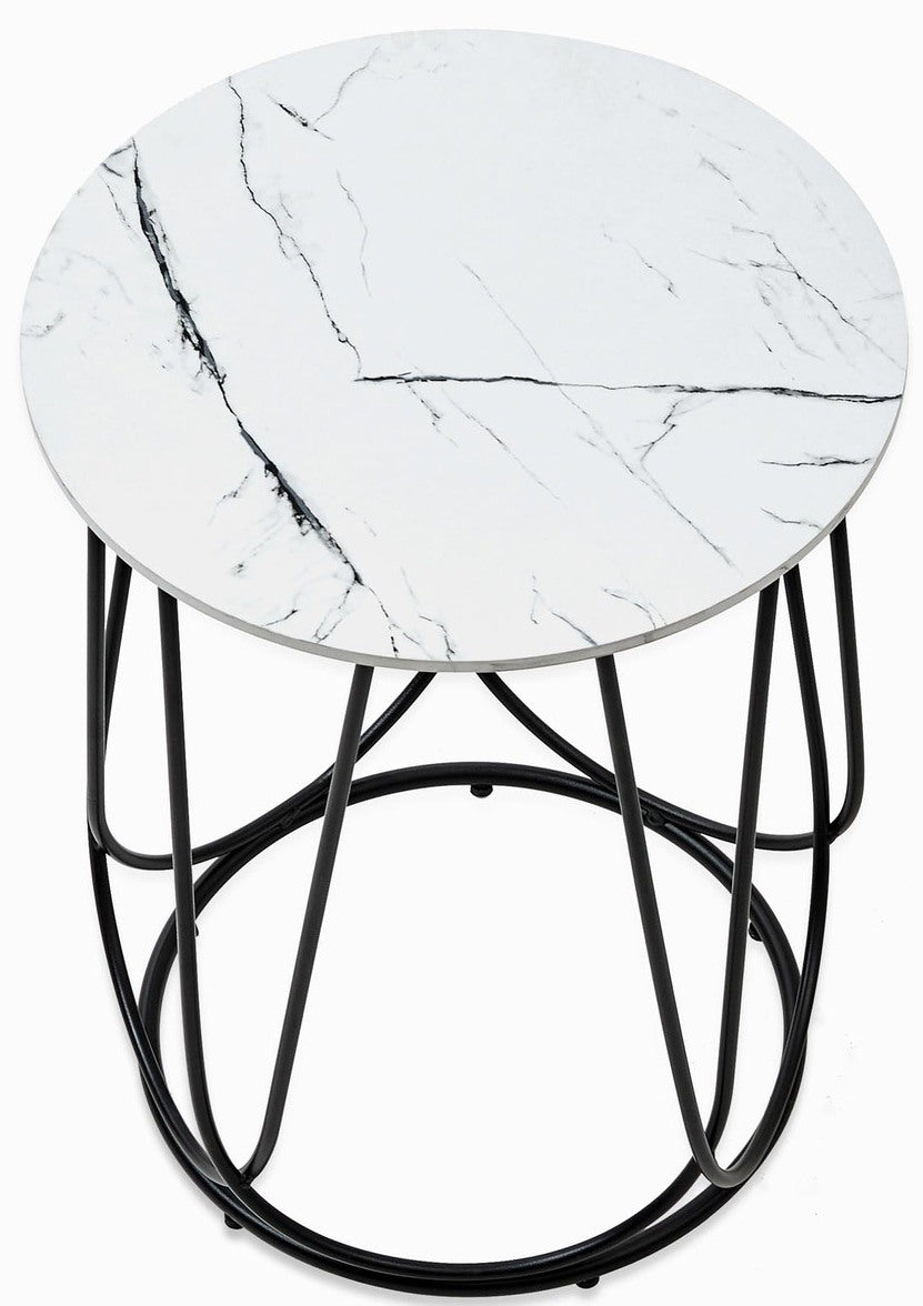 Coffee Table Goa | size: Length: 40cm, Width: 40cm, Height: 51cm, Diameter: 40cm | color: White/Black | image: 3 | variant: 1003272