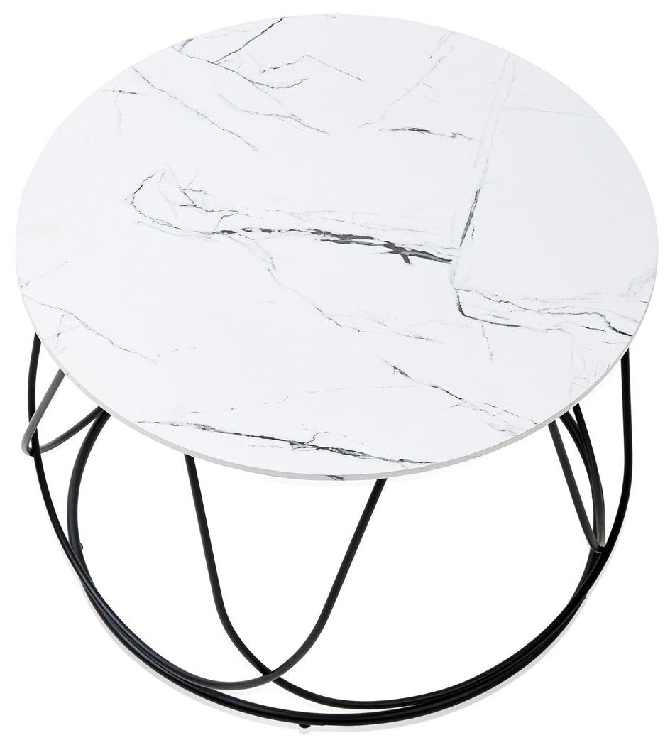 Coffee Table Hong Kong | size: Length: 60cm, Width: 60cm, Height: 41cm, Diameter: 60cm | color: White/Black | image: 4 | variant: 1003287