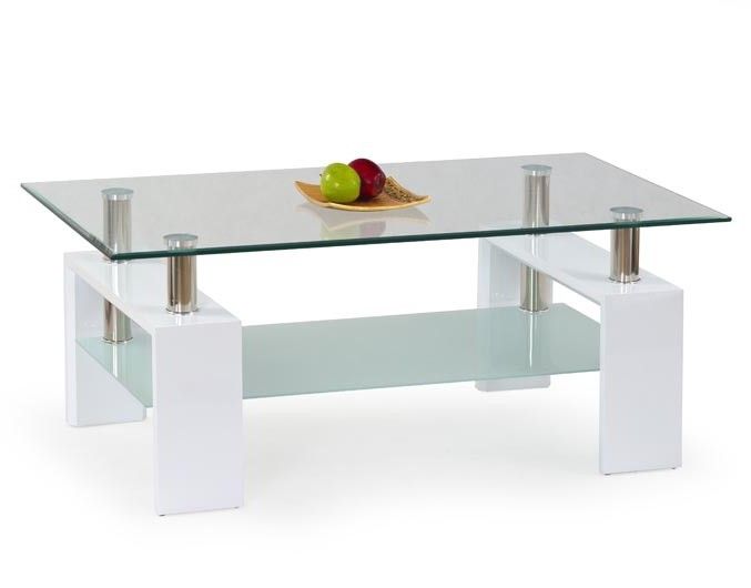 Coffee Table Kiev | size: Length: 60cm, Width: 110cm, Height: 55cm | color: White/Transparent | image: 1 | variant: 1003334