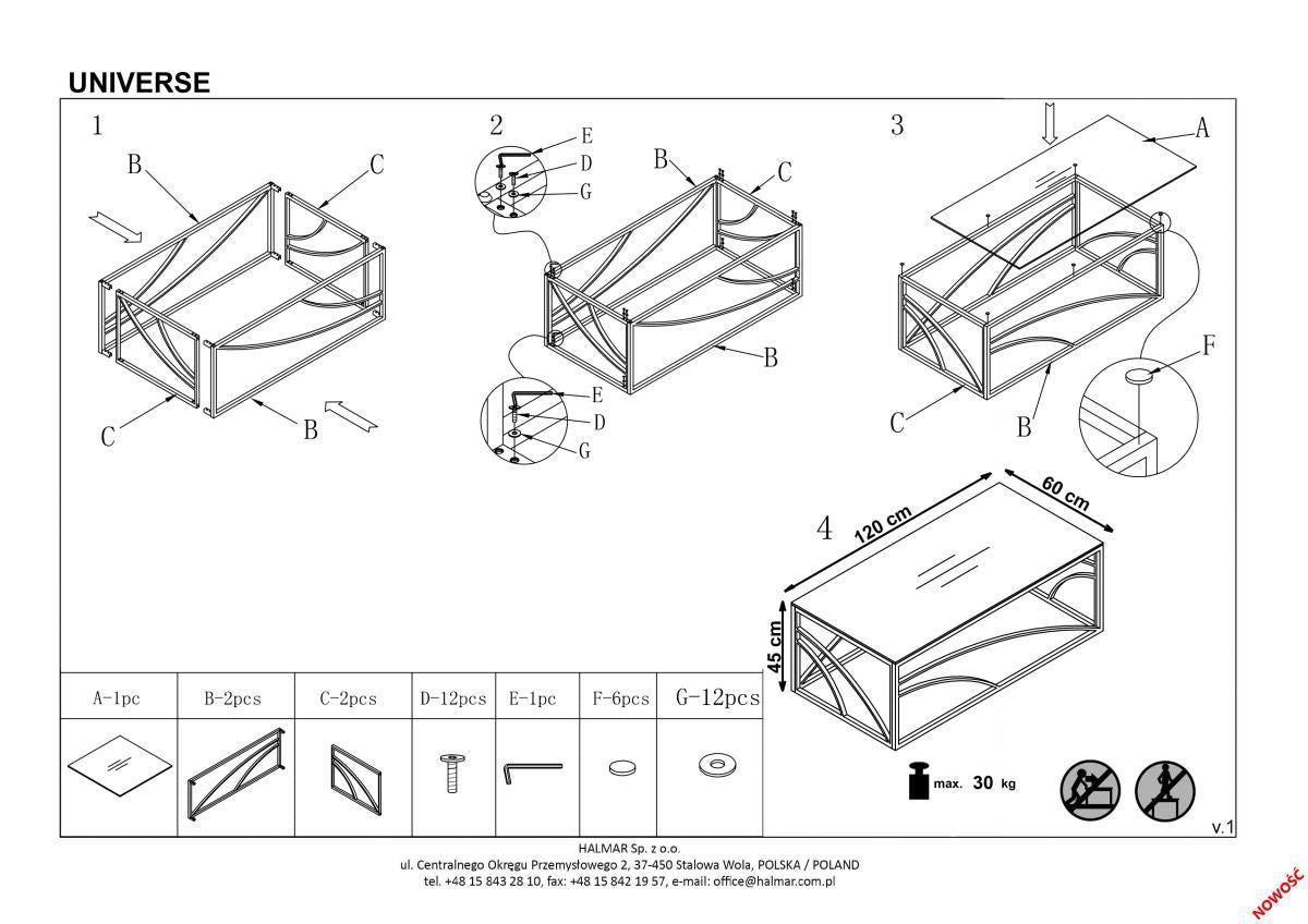 Coffee Table Kingston | size: Length: 60cm, Width: 120cm, Height: 45cm | color: Golden | image: 2 | variant: 1003345