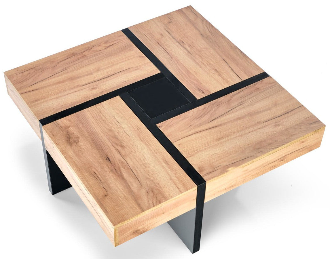 Coffee Table Newbury | size: Length: 100cm, Width: 100cm, Height: 47cm | color: Black/Oak | image: 5 | variant: 1007496