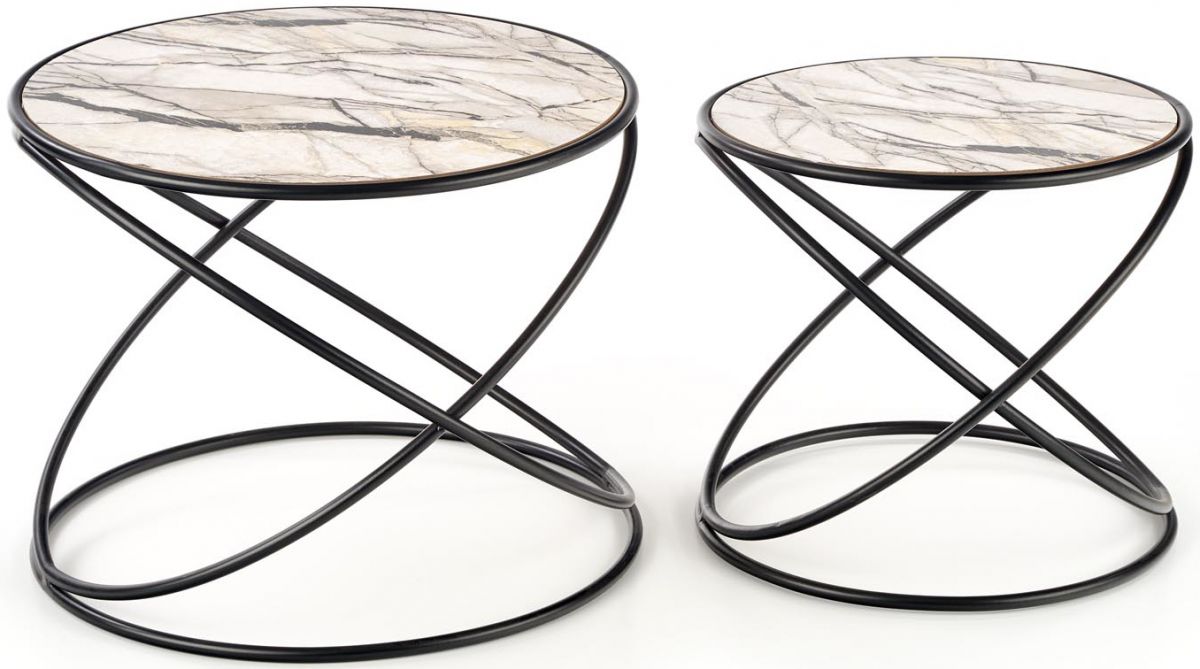 Coffee Table Susanna | size: Length: 50cm, Width: 50cm, Height: 39cm, Diameter: 50cm | color: White/Black | image: 0 | variant: 1012283