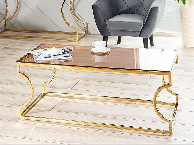 Coffee Table West Ravenna | size: Length: 60cm, Width: 120cm, Height: 40cm | color: Amber/Gold | image: 5 | variant: 1007779