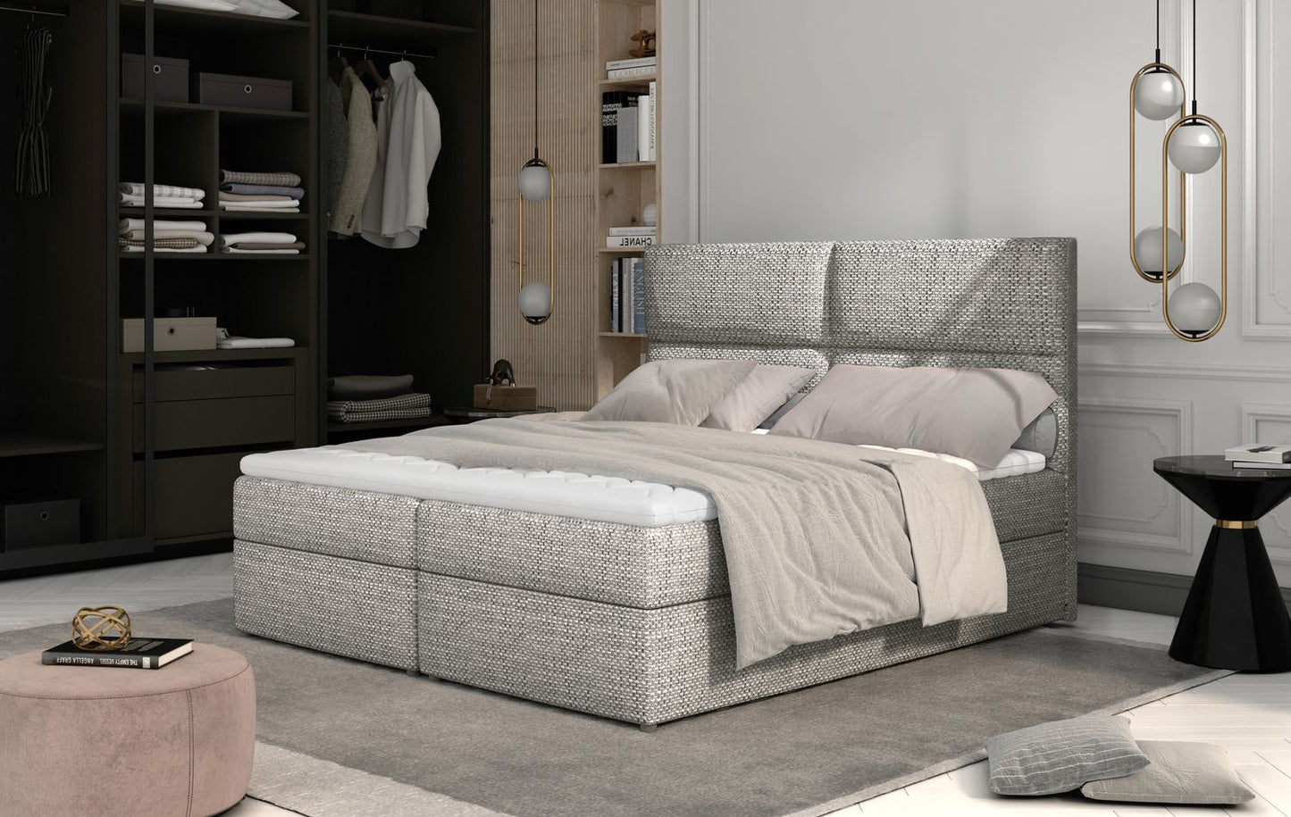 Continental Double Bed Amber | size: Length: 210cm, Width: 145cm, Height: 124cm | color: Berlin | image: 1 | variant: 1008564