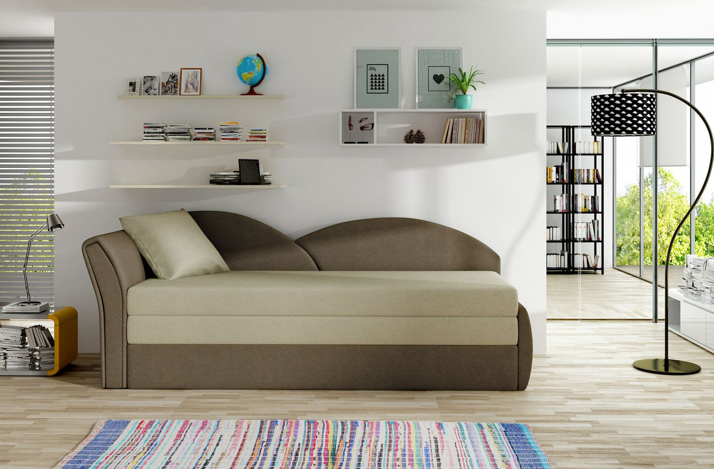 Corner Sleeper Sofa Aga 2 | size: Width: 218cm, Height: 77cm, Depth: 80cm | color: Brown/Beige | image: 1 | variant: 1014026