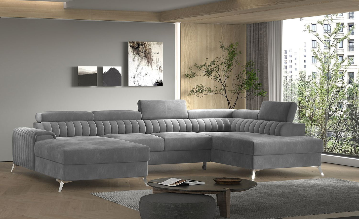 Corner Sleeper Sofa Beverley 22 | size: Width: 354cm, Height: 92cm, Depth: 202cm | color: Sola | image: 1 | variant: 1015685