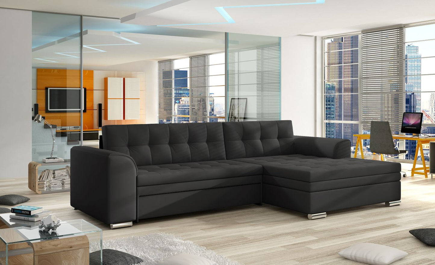 Corner Sleeper Sofa Conforti 15 | size: Width: 275cm, Height: 78cm, Depth: 165cm | color: Soft | image: 1 | variant: 1014259