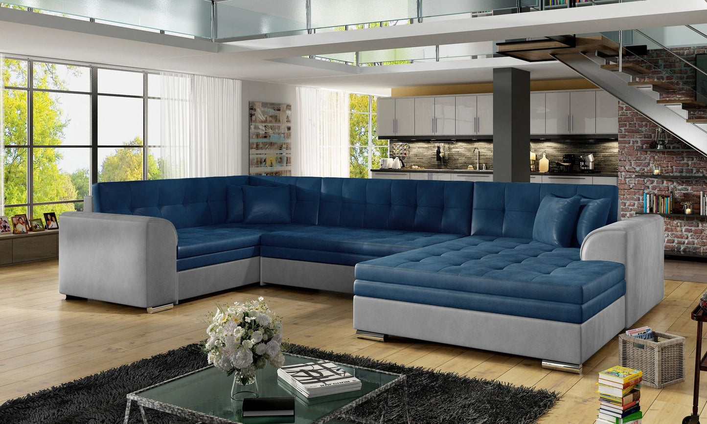 Corner Sleeper Sofa Damario 8 | size: Width: 338cm, Height: 78cm, Depth: 189cm | color: Monolith | image: 1 | variant: 1015429