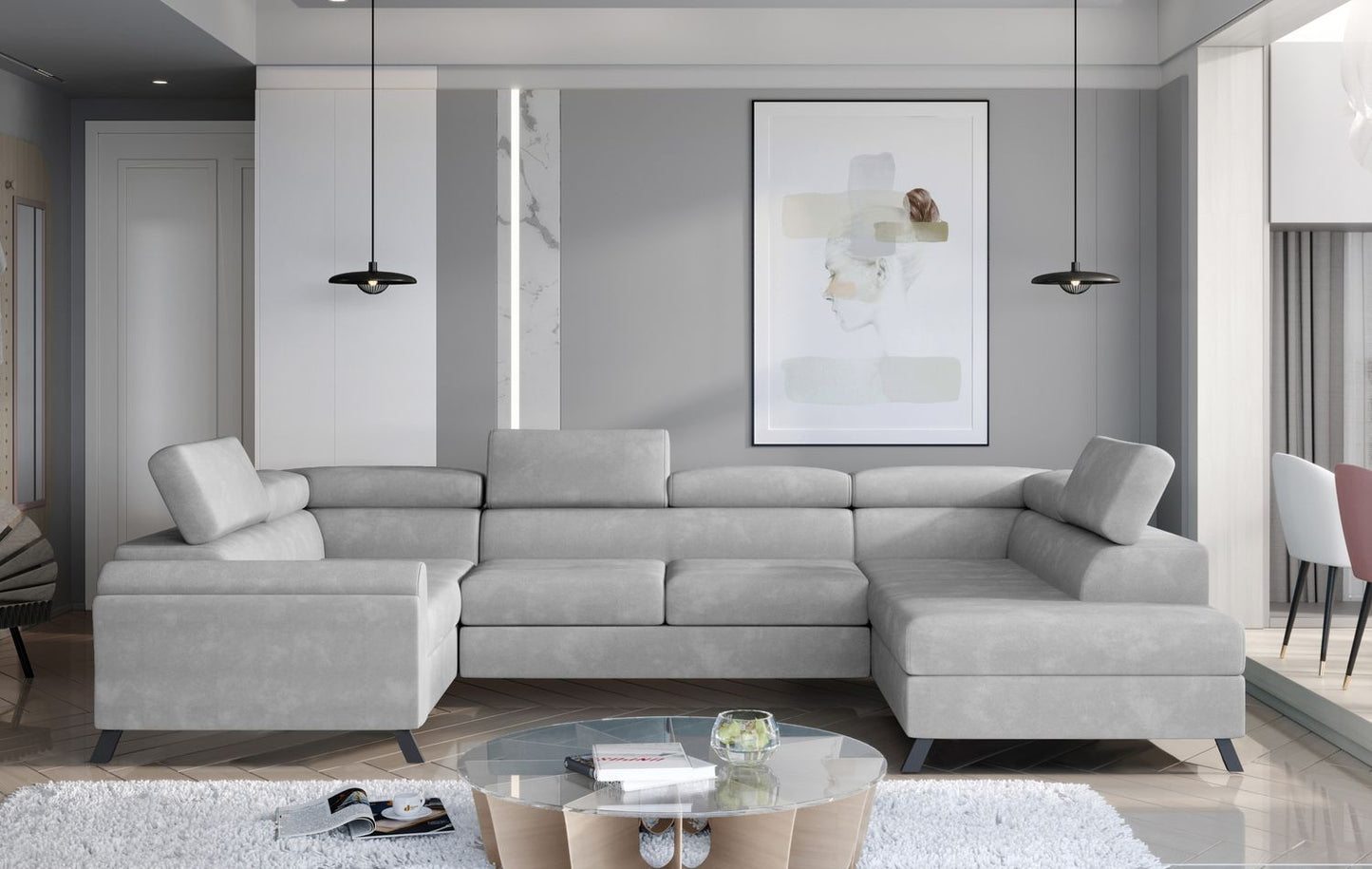 Corner Sleeper Sofa Durham 25 | size: Width: 330cm, Height: 98cm, Depth: 200cm | color: Paros | image: 1 | variant: 1016534