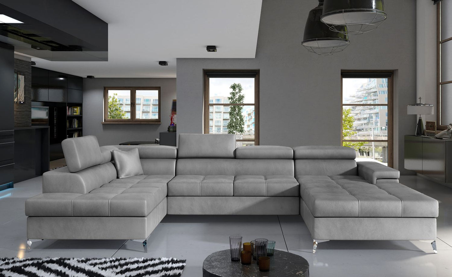 Corner Sleeper Sofa Eduardo 17 | size: Width: 345cm, Height: 90cm, Depth: 60cm | color: Monolith | image: 1 | variant: 1015455