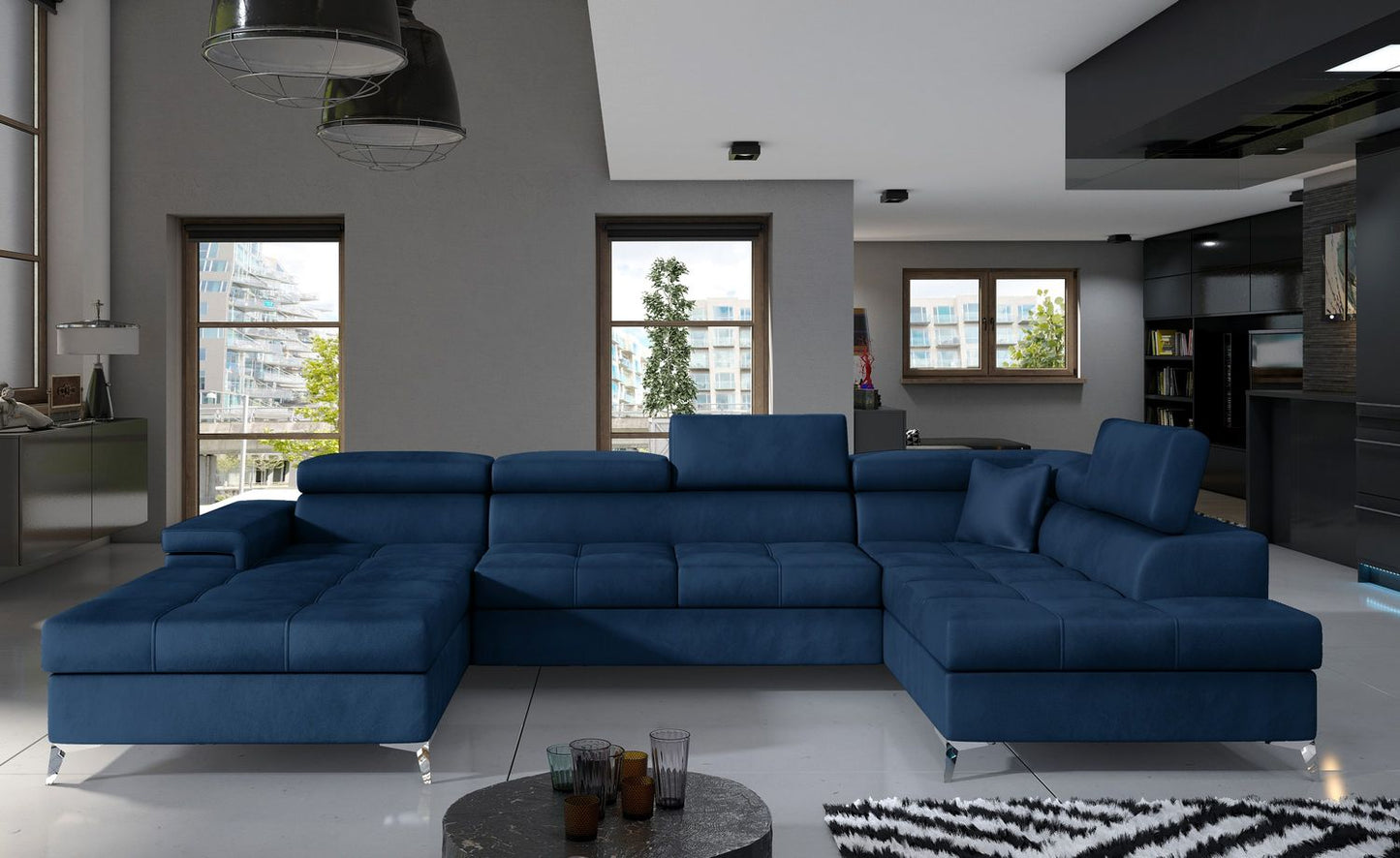 Corner Sleeper Sofa Eduardo 33 | size: Width: 345cm, Height: 90cm, Depth: 60cm | color: Blue | image: 1 | variant: 1015471