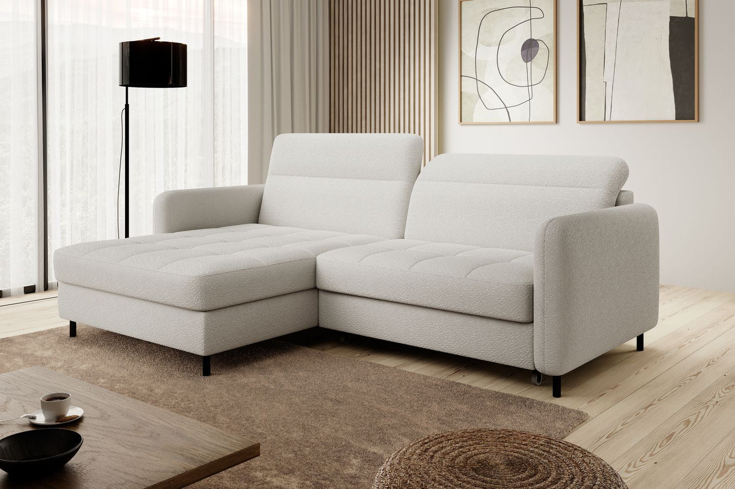 Corner Sleeper Sofa Gomsi | size: Width: 228cm, Height: 100cm, Depth: 165cm | color: White | image: 1 | variant: 1013997