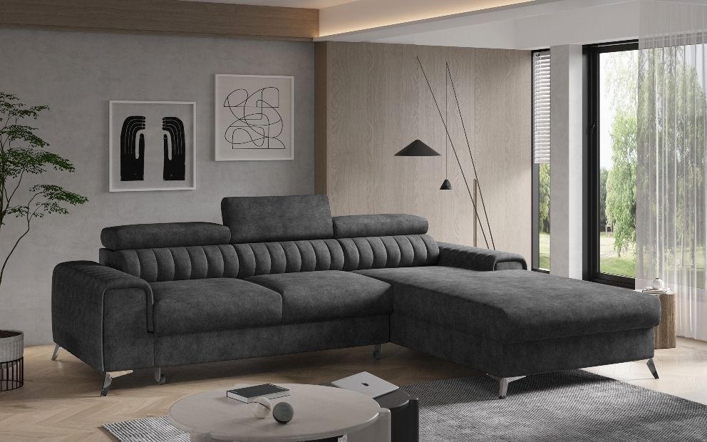 Corner Sleeper Sofa Grayson | size: Width: 275cm, Height: 98cm, Depth: 205cm | color: Gray | image: 0 | variant: 1001229