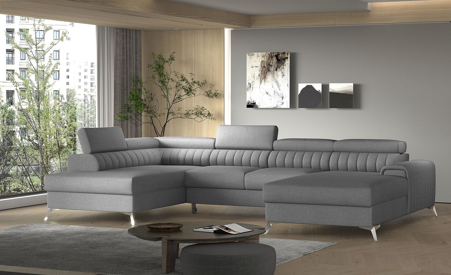 Corner Sleeper Sofa Lacante 1 | size: Width: 354cm, Height: 92cm, Depth: 202cm | color: Flores | image: 1 | variant: 1014718