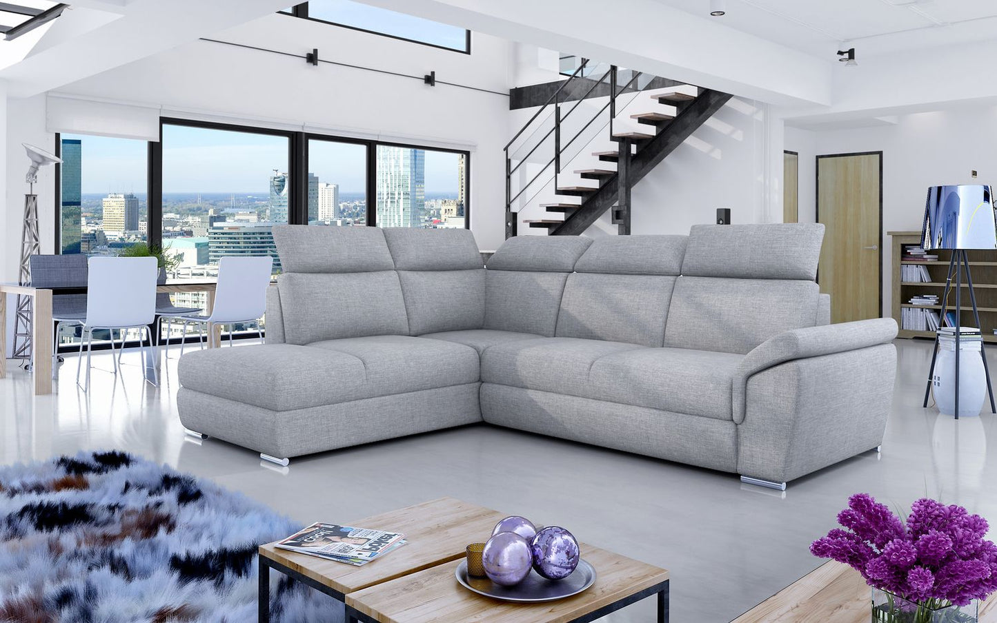 Corner Sleeper Sofa Loreto 40 | size: Width: 260cm, Height: 102cm, Depth: 60cm | color: Sawana | image: 1 | variant: 1015929