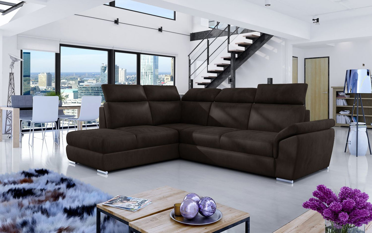 Corner Sleeper Sofa Melton Mowbray 35 | size: Width: 260cm, Height: 102cm, Depth: 60cm | color: Monolith | image: 1 | variant: 1016870