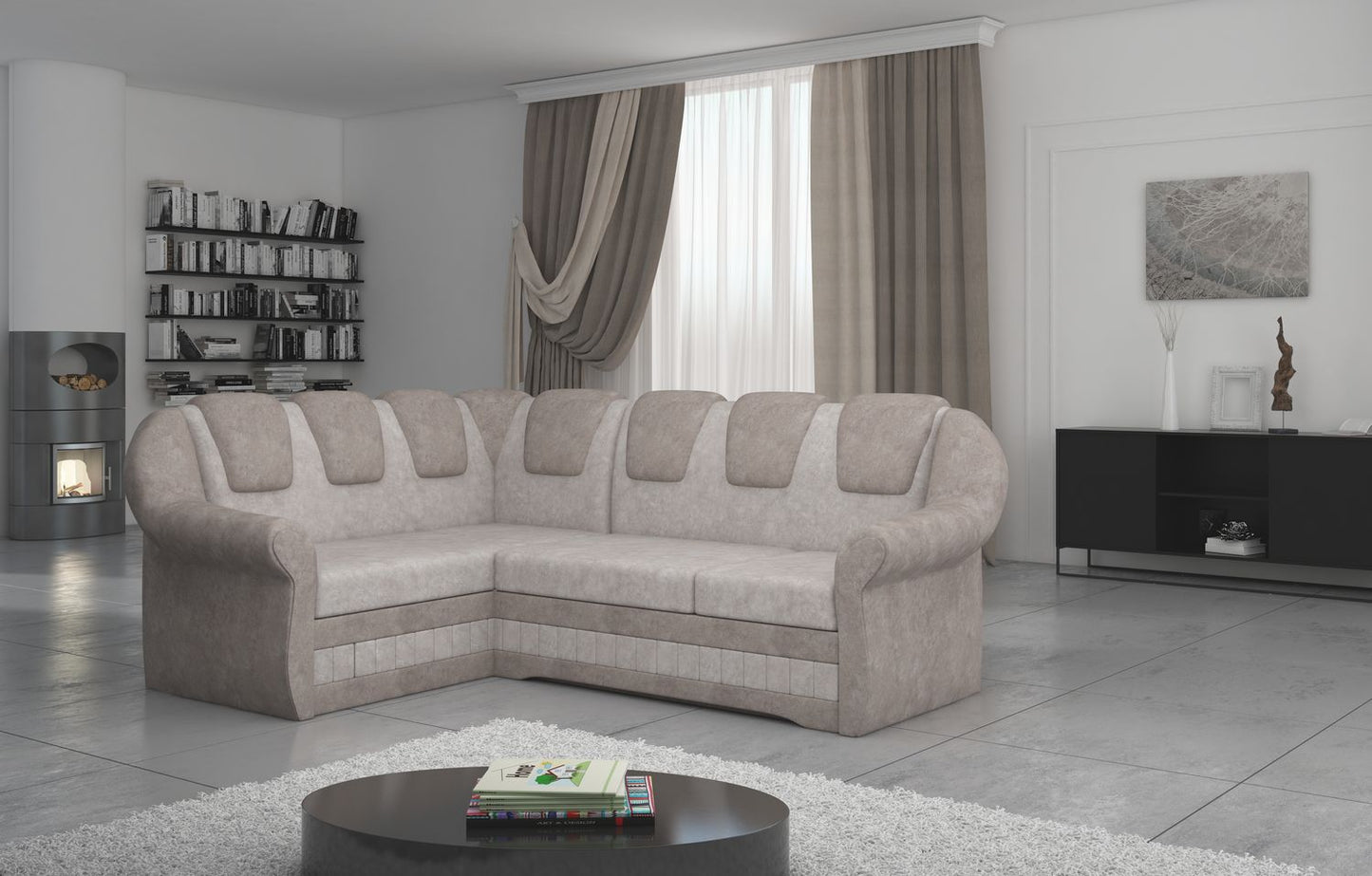 Corner Sleeper Sofa Oakham | size: Width: 180cm, Height: 105cm, Depth: 55cm | color: Dora | image: 1 | variant: 1016764
