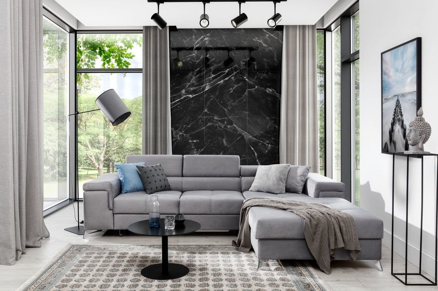 Corner Sleeper Sofa Ricardo 2 | size: Width: 281cm, Height: 88cm, Depth: 205cm | color: Gray | image: 1 | variant: 1014008