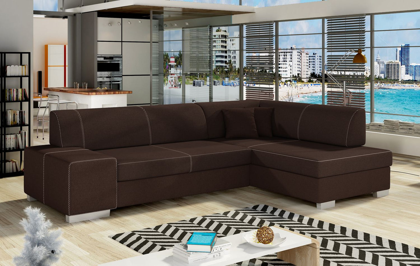 Corner Sleeper Sofa Salisbury 2 | size: Width: 268cm, Height: 73cm, Depth: 167cm | color: Sawana | image: 1 | variant: 1016605