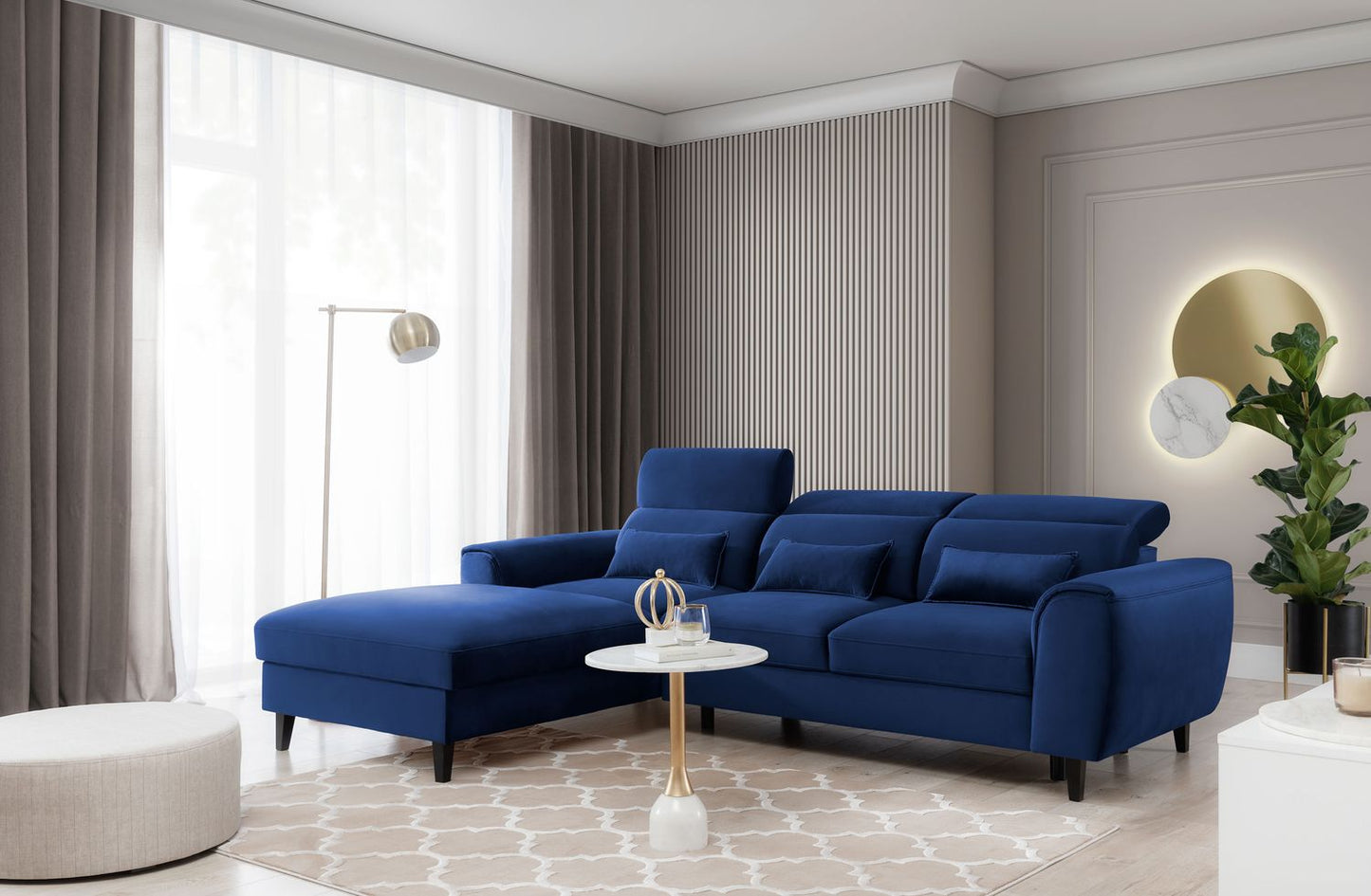 Corner Sleeper Sofa Scarborough 9 | size: Width: 267cm, Height: 100cm, Depth: 196cm | color: Velvetmat | image: 1 | variant: 1015437