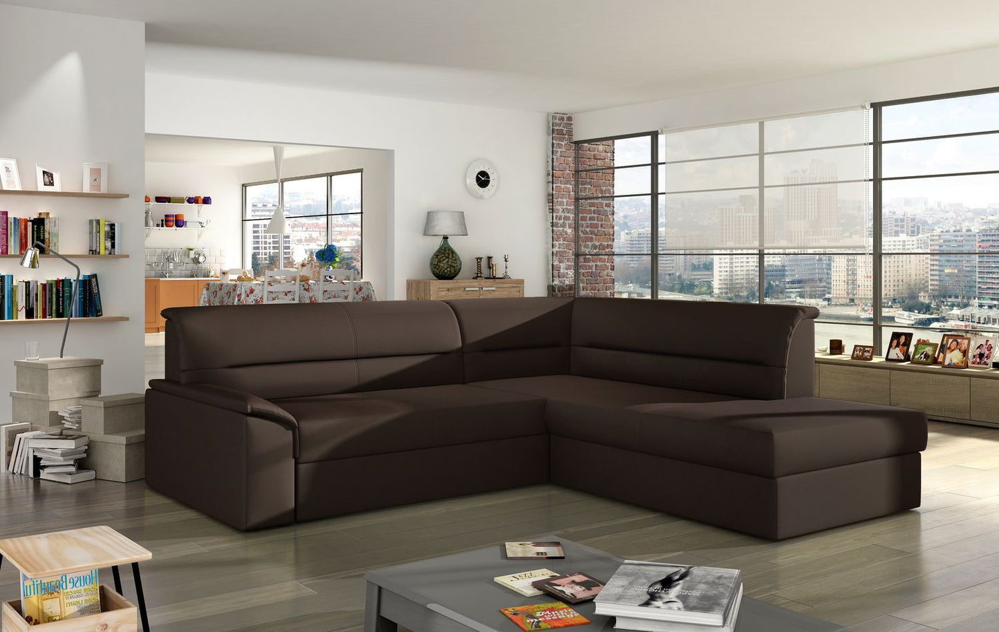 Corner Sleeper Sofa Sleaford 4 | size: Width: 212cm, Height: 90cm, Depth: 65cm | color: Soft | image: 1 | variant: 1016437