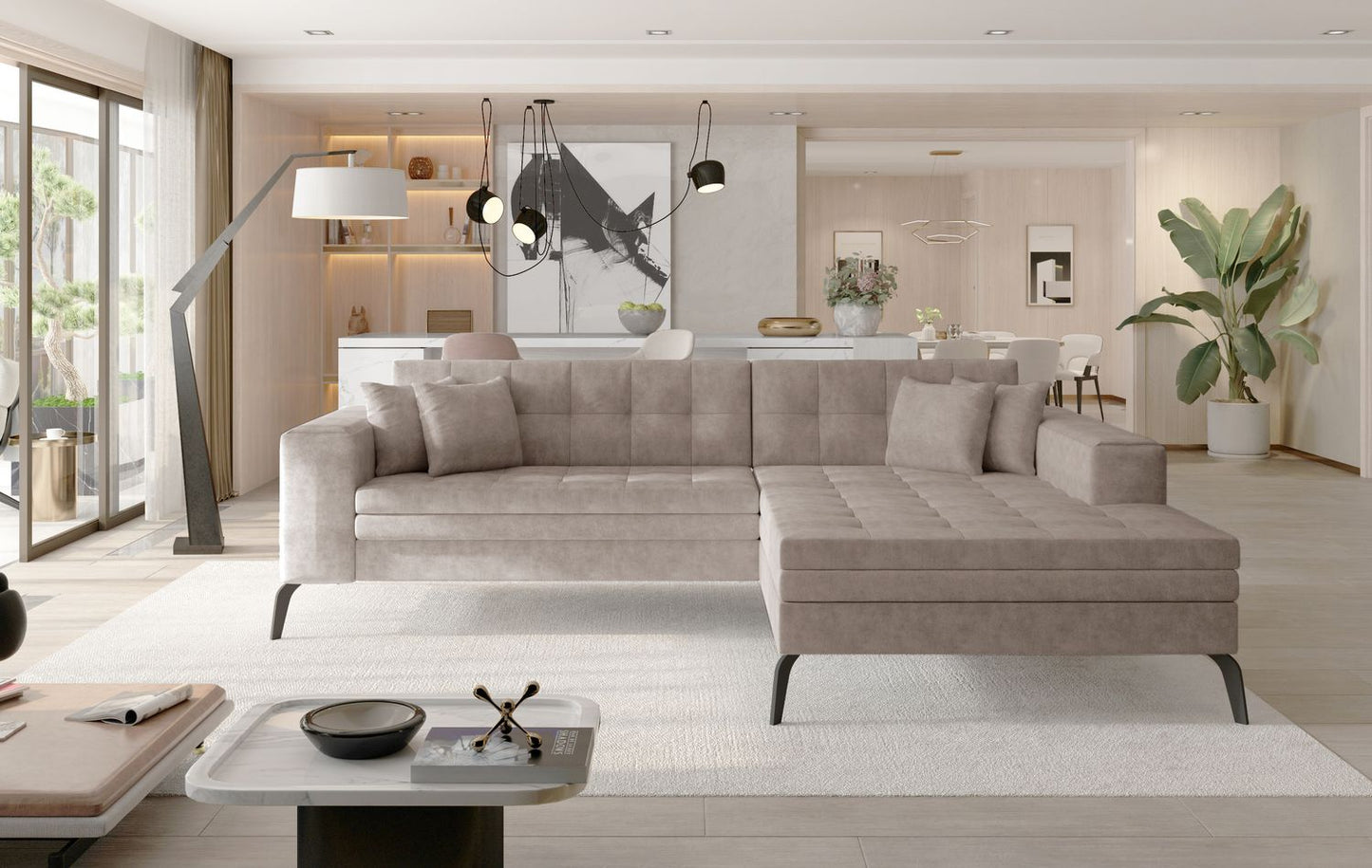 Corner Sleeper Sofa Solange 38 | size: Width: 292cm, Height: 80cm, Depth: 196cm | color: Dora | image: 1 | variant: 1016447