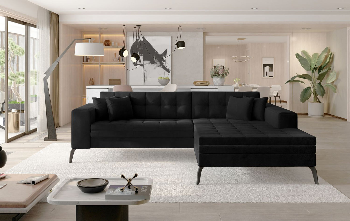 Corner Sleeper Sofa Solange 42 | size: Width: 292cm, Height: 80cm, Depth: 196cm | color: Mat/Velvet | image: 1 | variant: 1016451