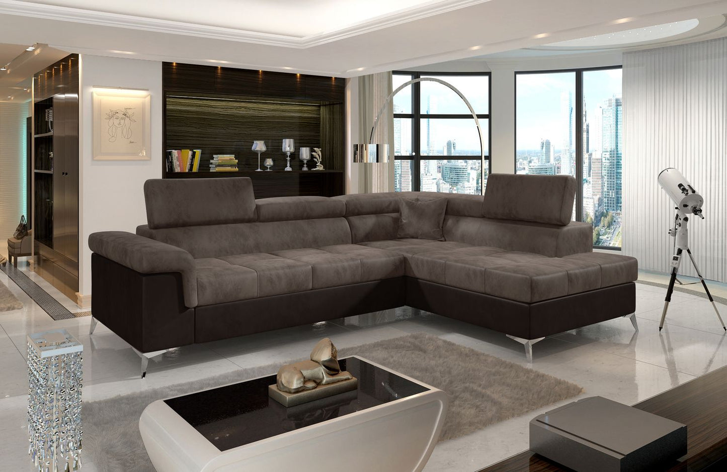 Corner Sleeper Sofa Whitby 21 | size: Width: 275cm, Height: 90cm, Depth: 202cm | color: Monolith | image: 1 | variant: 1016470
