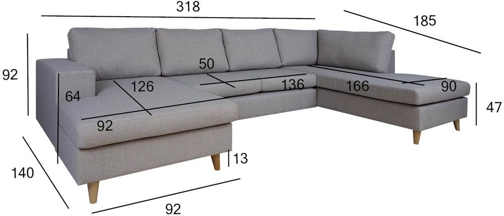 Corner Sofa Bicester | size: Width: 318cm, Height: 92cm, Depth: 185cm | color: Gray | image: 5 | variant: 1000344