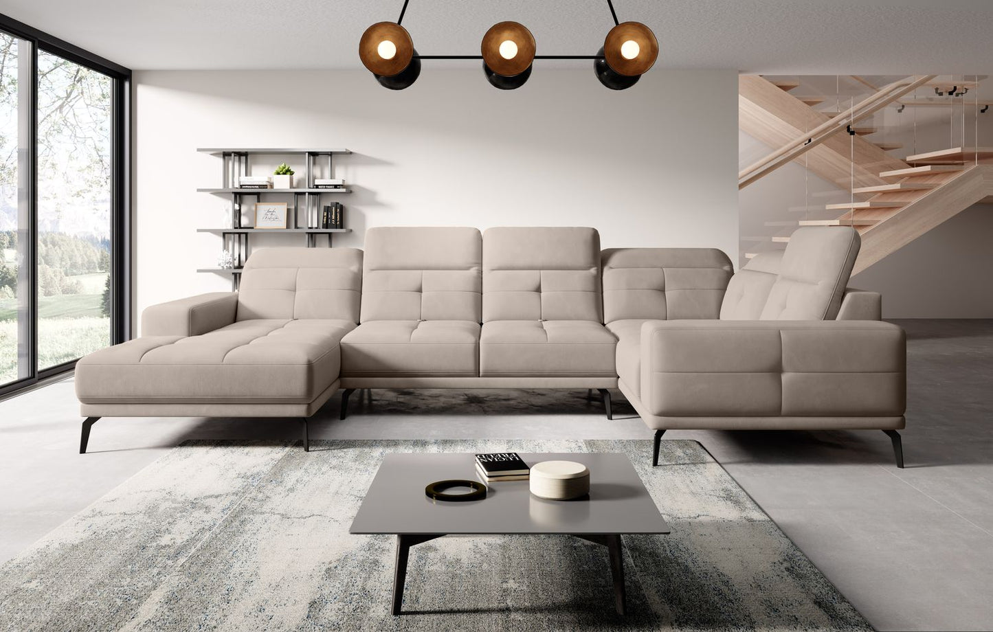 Corner Sofa Louth 92 | size: Width: 350cm, Height: 77cm, Depth: 201cm | color: Sola | image: 1 | variant: 1015969