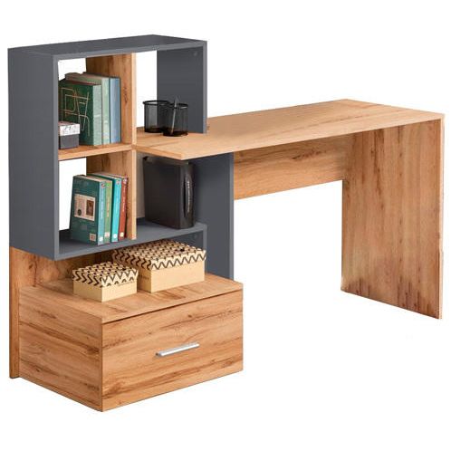 Desk Dubai | size: Length: 50cm, Width: 149cm, Height: 105cm | color: Black/Oak | image: 1 | variant: 1003245